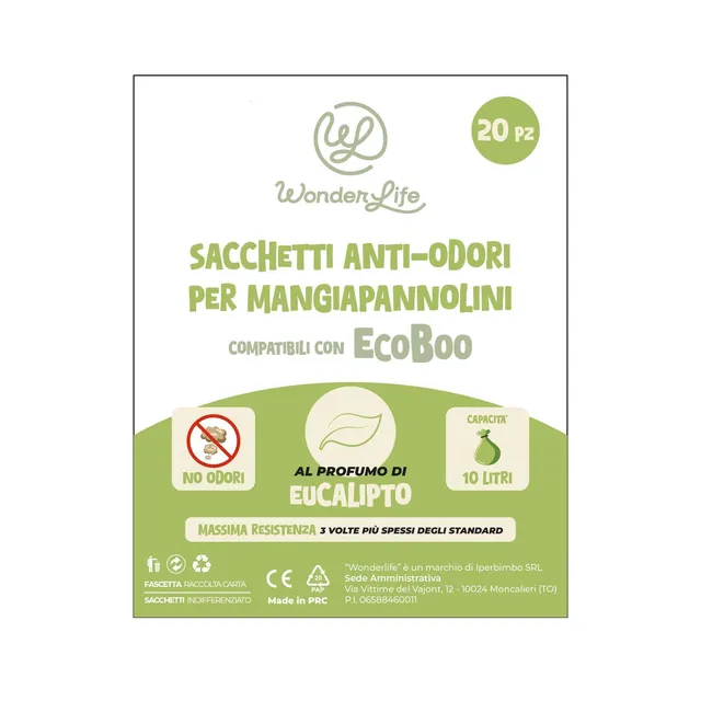 Wonderlife EcoBoo Ricariche 20 Pezzi sacchetti eucalipto