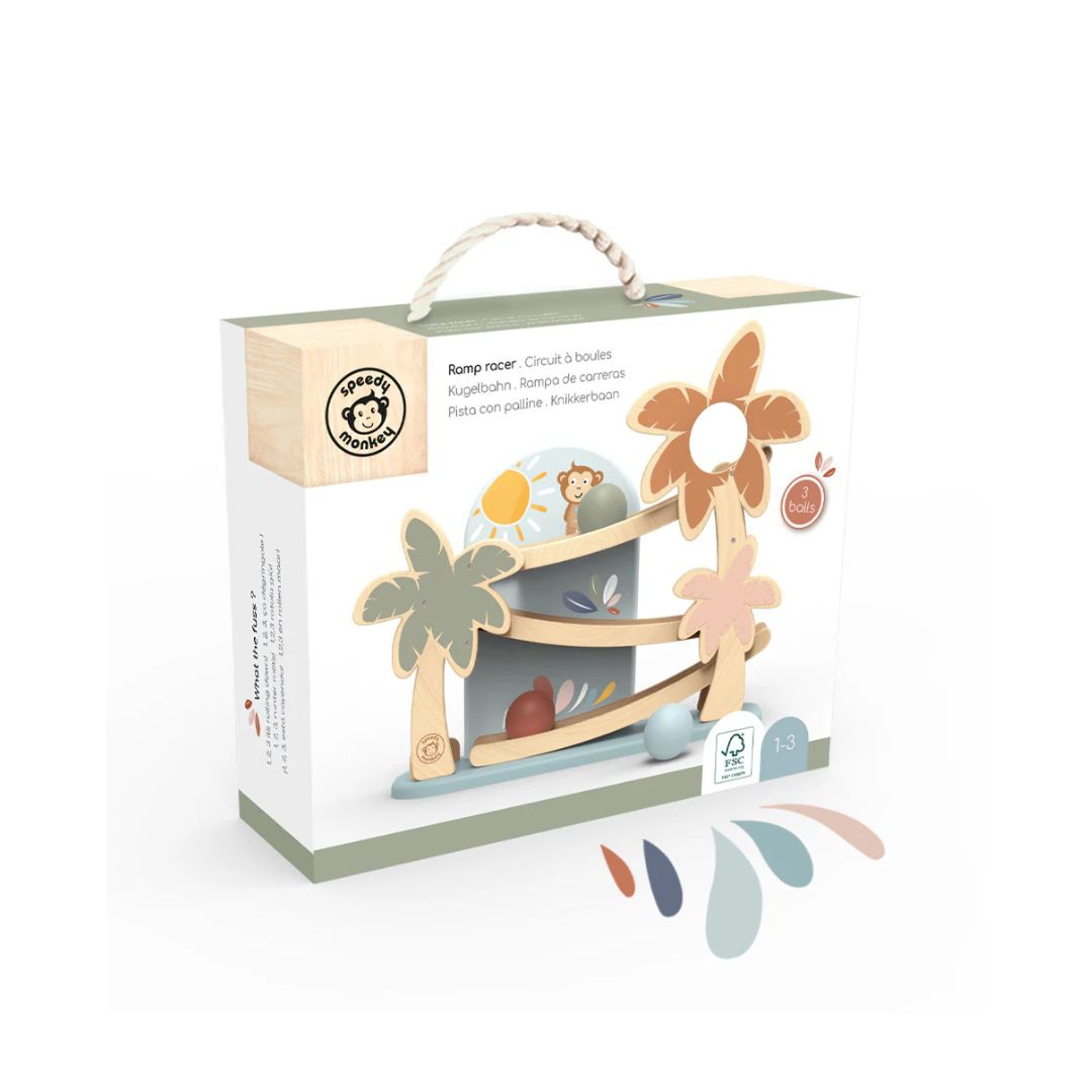 Speedy Monkey pista con palline in legno multicolore