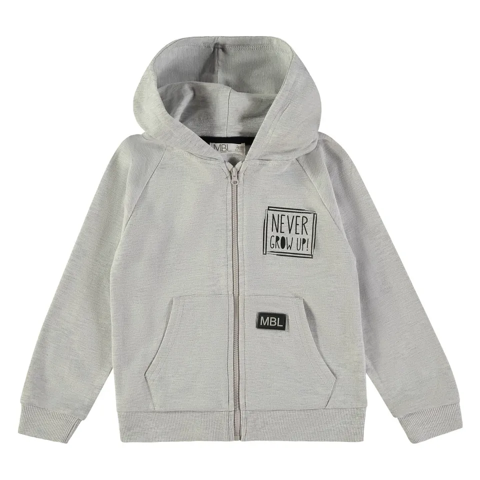 Wonderlife 162460 Felpa Zip Grigia Cotone Never Grow Up