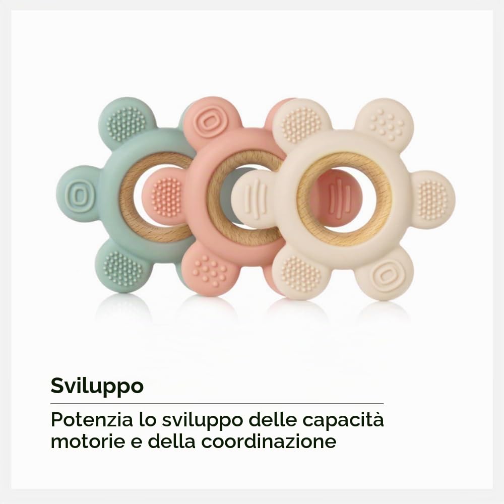 Jané Teether Massaggiagengive Silicone Legno Verde Mint senza BPA