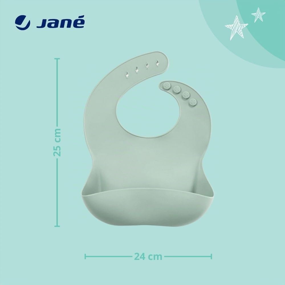 Jané Bavaglino Silicone con Tasca Raccoglipappa Regolabile