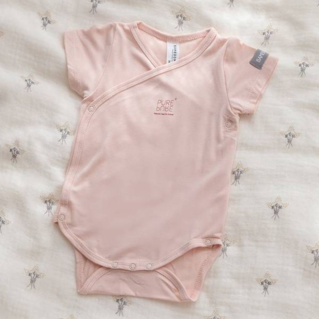 Bamboom Body maniche corte fibra bambù rosa 04