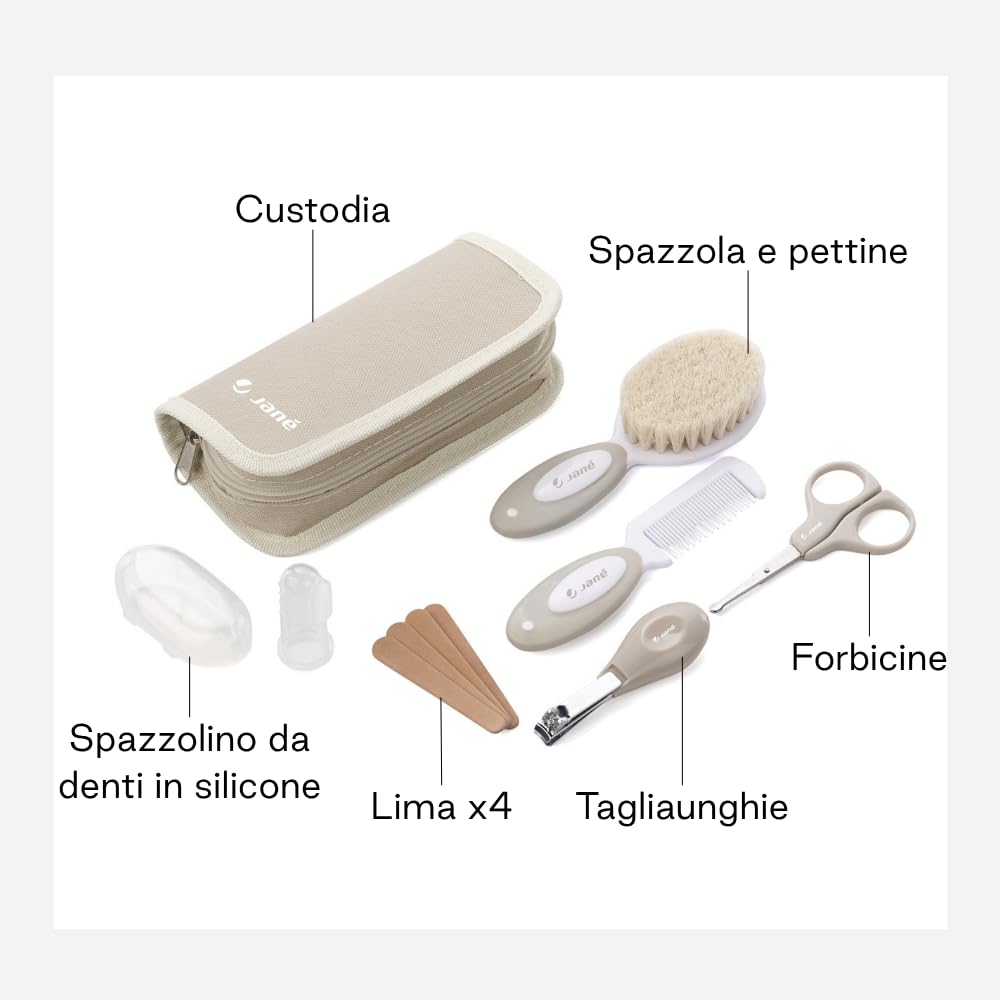 Jané set igiene bambino 8 pezzi beige