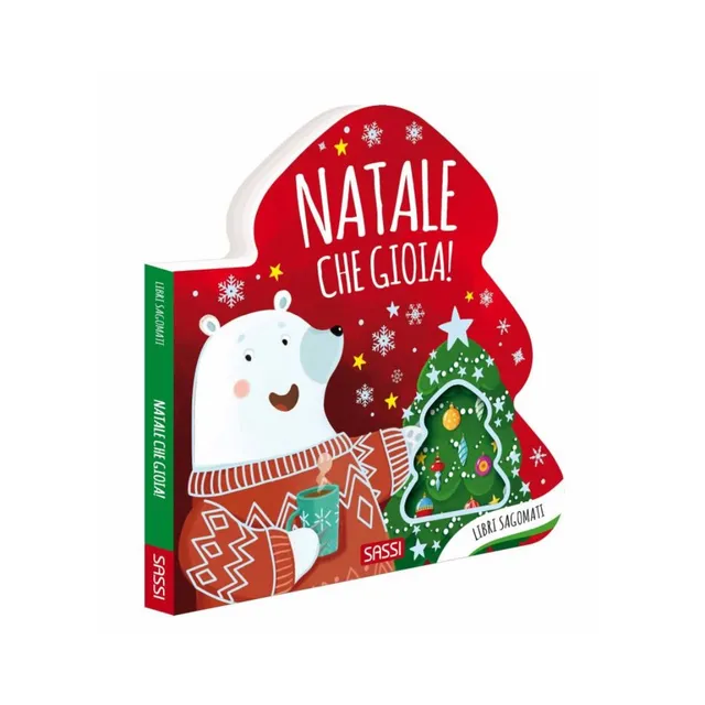 Sassi Natale Che Gioia libro sagomato bambini in rima iridescente