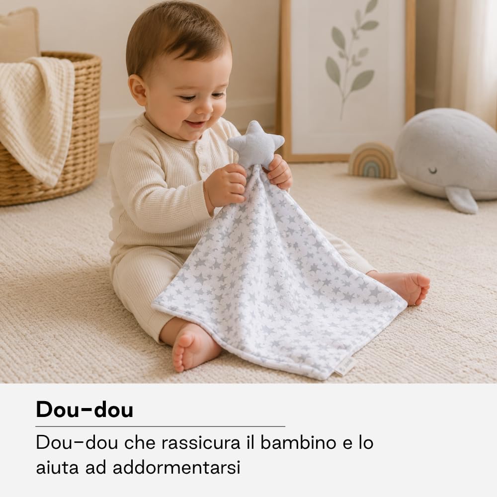Jané Dou-Dou Star doudou neonato grigio bambù