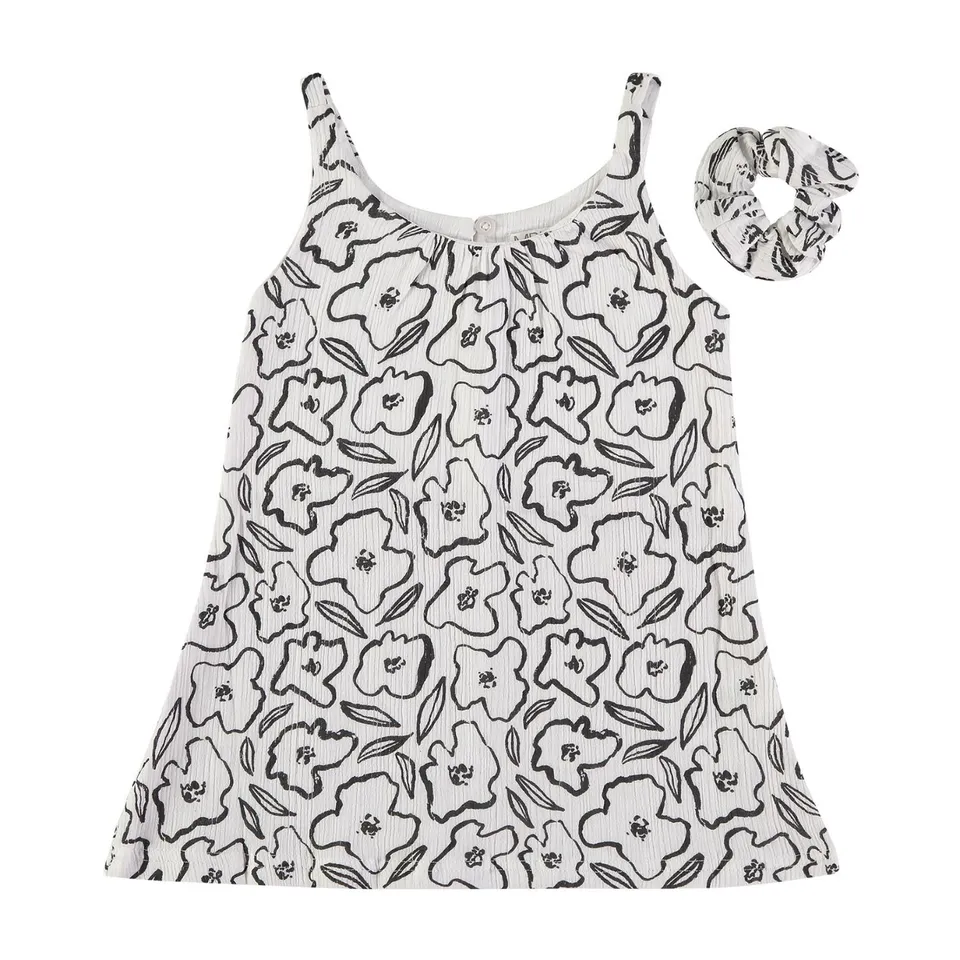 Wonderlife Completo Vestito + Elastico Bianco bambina cotone