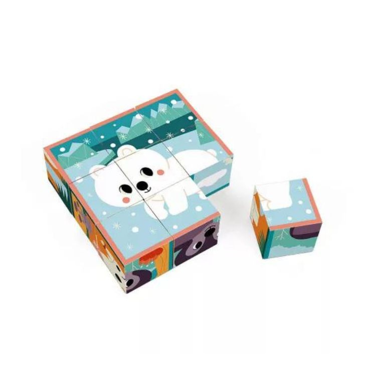Janod Cubi Animali torre cubi cartone 9 pezzi