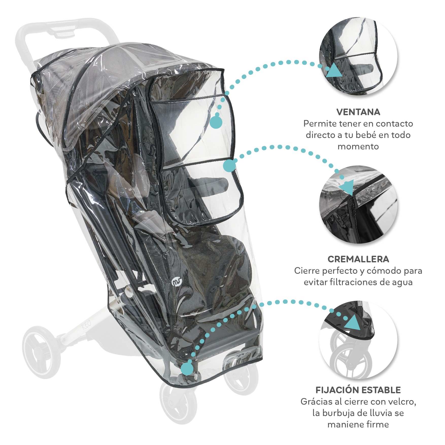 Innovaciones MS parapioggia passeggino universale trasparente