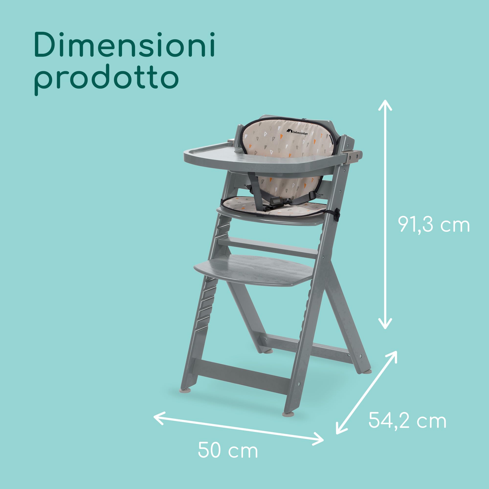 Bebé Confort Timba seggiolone in legno Warm Gray con cuscino