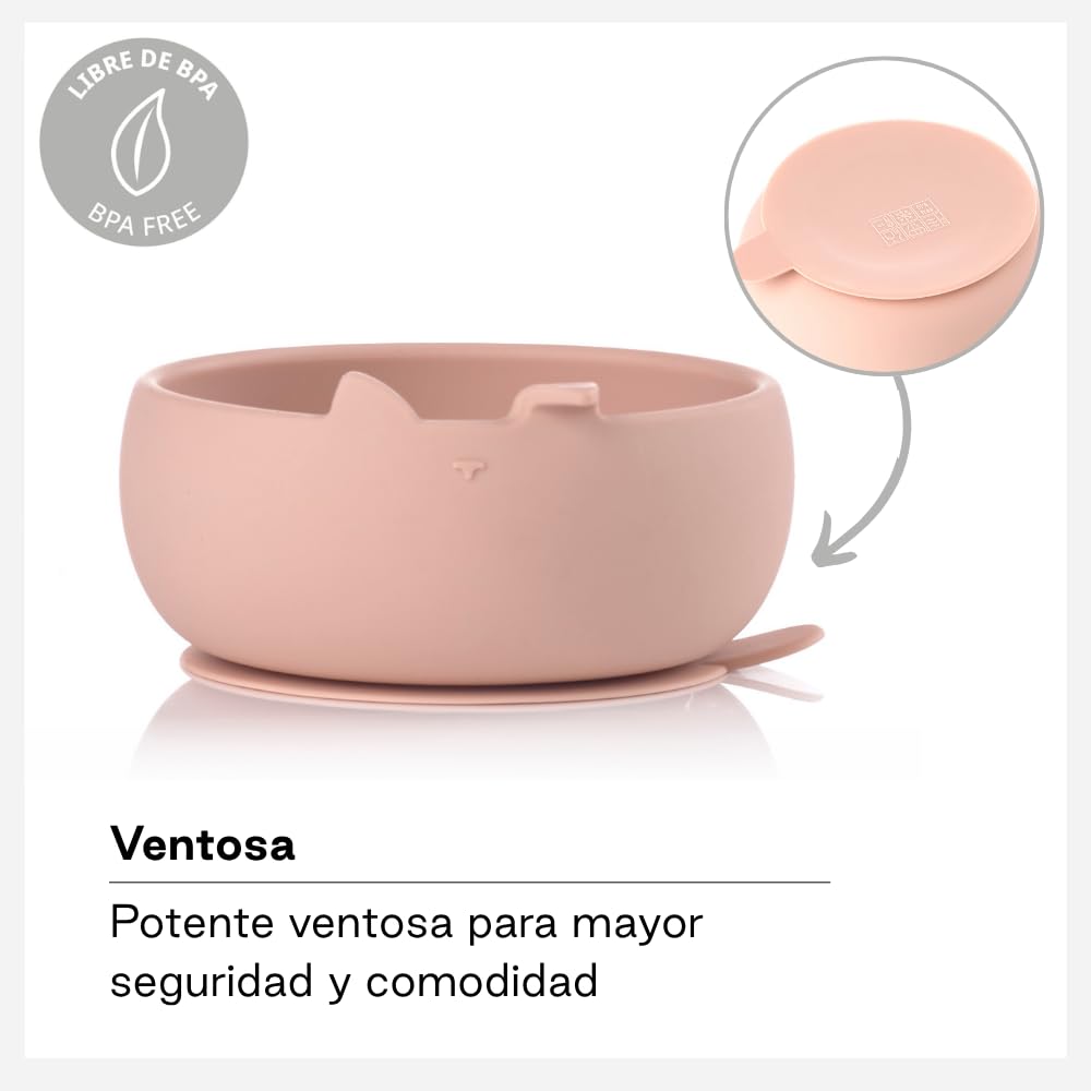 Jané Set Ciotola e Cucchiaio Silicone Pale con Ventosa