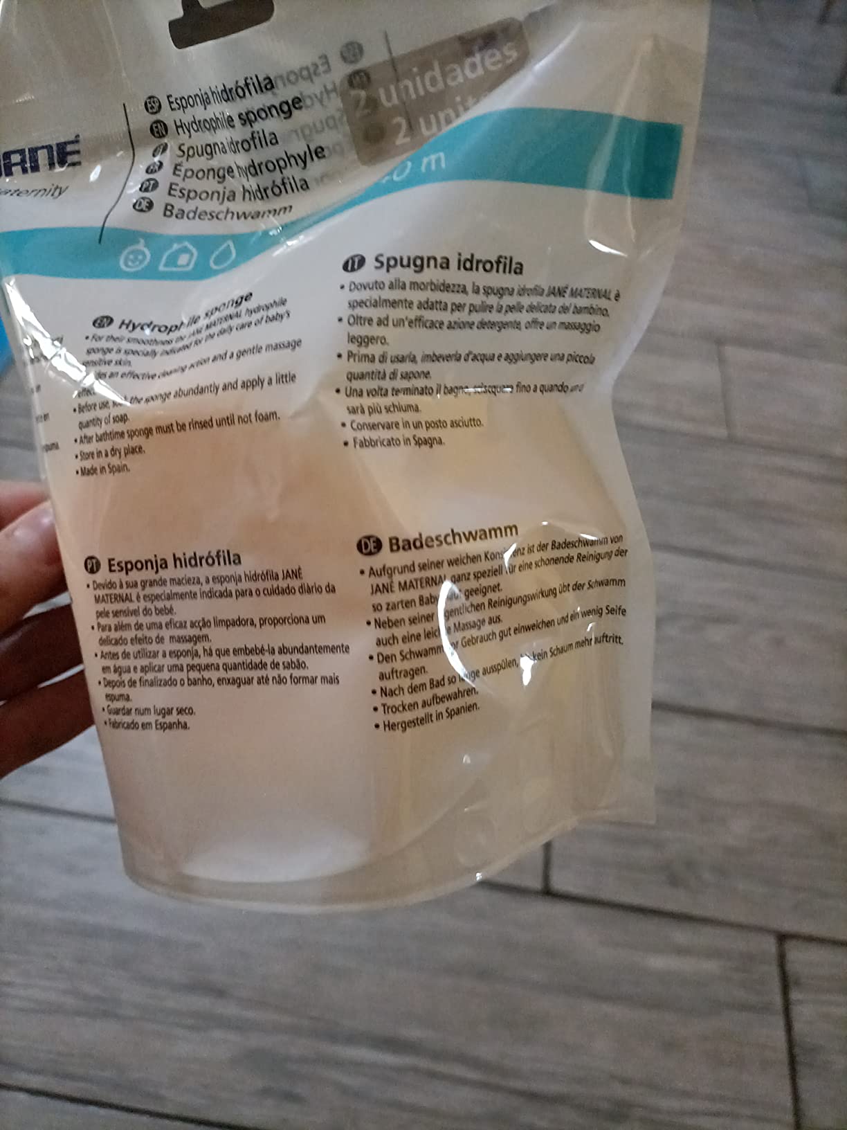 Jané spugna idrofila neonato 2 pezzi delicata
