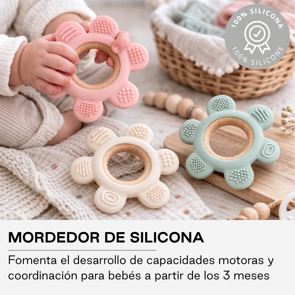 Jané Teether Massaggiagengive Silicone Legno Verde Mint senza BPA