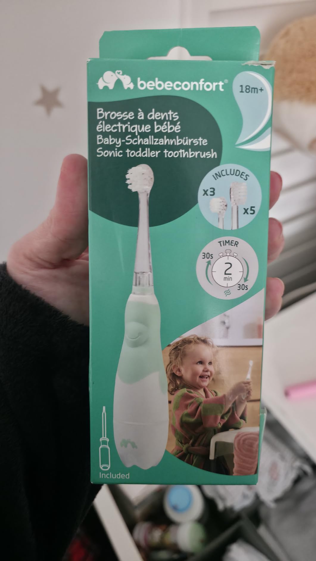 Bebé Confort spazzolino elettrico bambini 18 mesi 8 testine