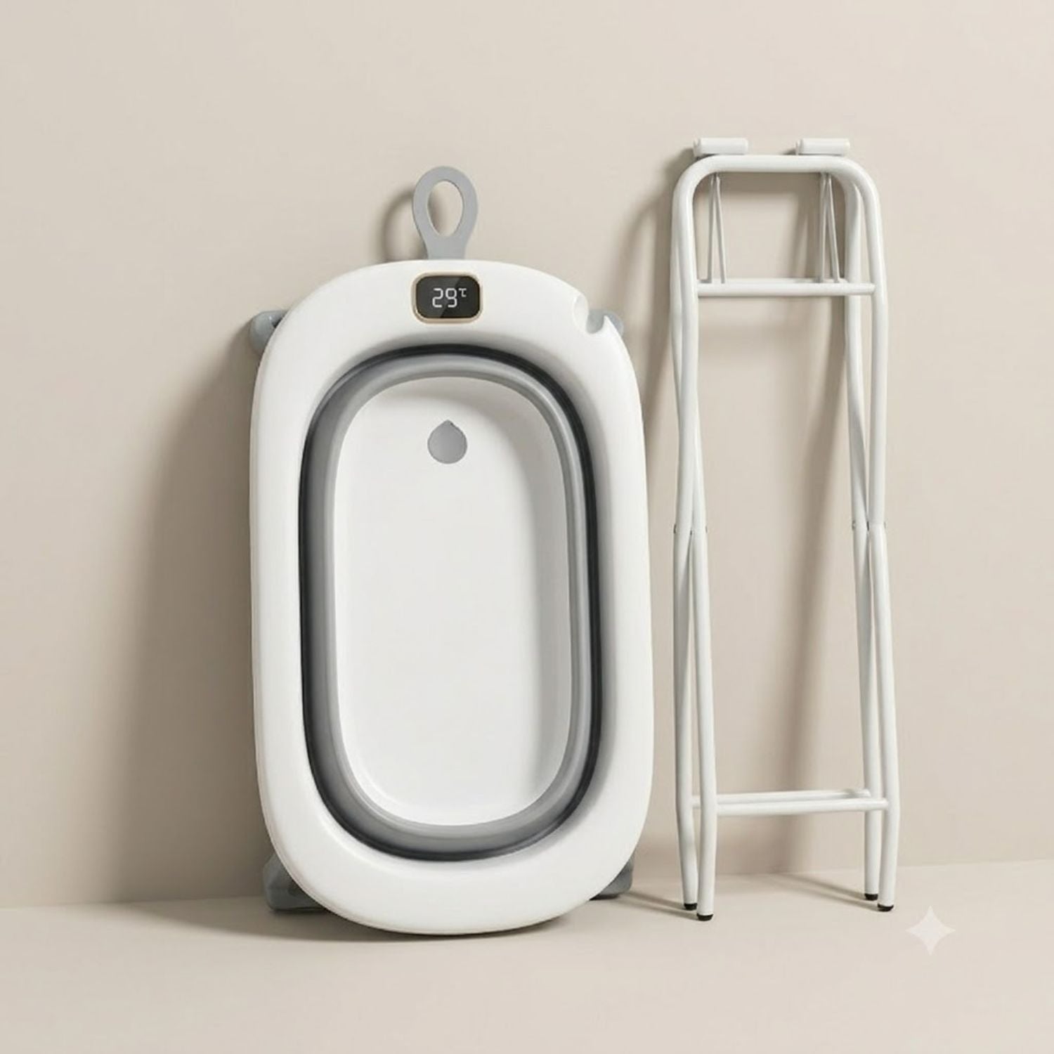 Wonderlife Vaschetta Pieghevole 3 in 1 bagnetto grigia con supporto