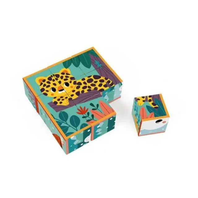 Janod Cubi Animali torre cubi cartone 9 pezzi