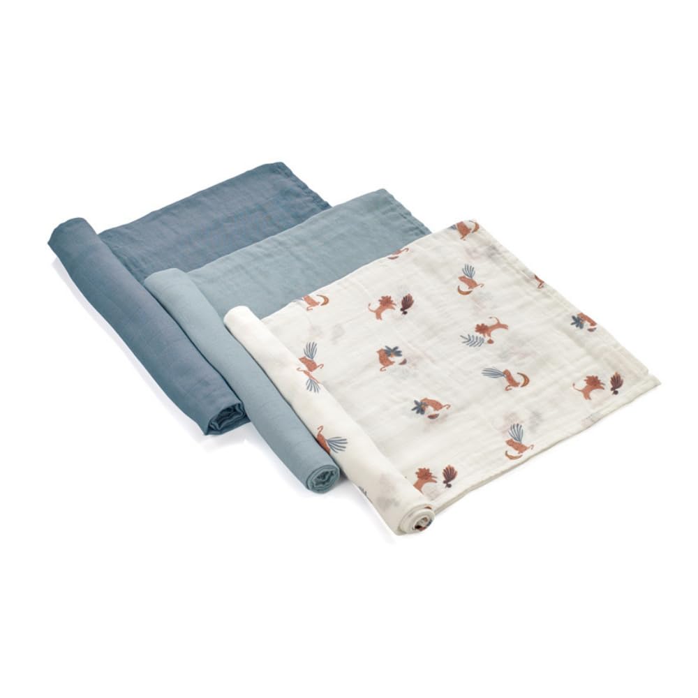 Jané Set 3 Mussole 80x80 Cotone Bambù Botanic
