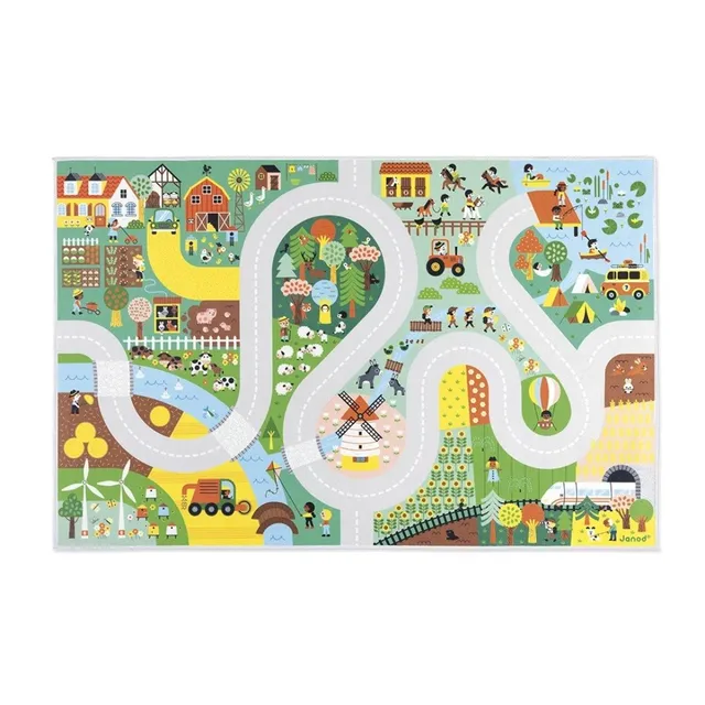 Janod Cross Roads tappeto gioco campagna 120x78 antiscivolo