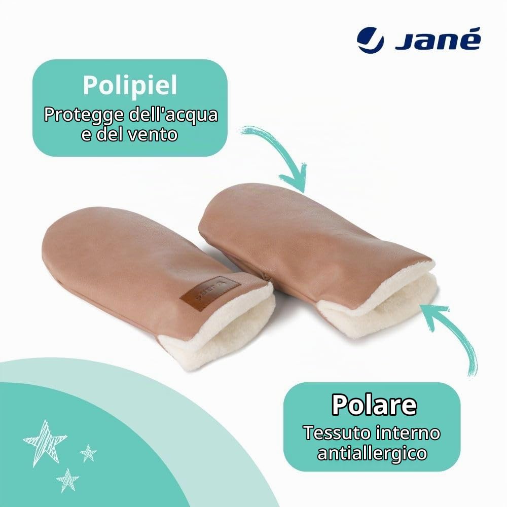 Jané manopole passeggino invernali marrone pile