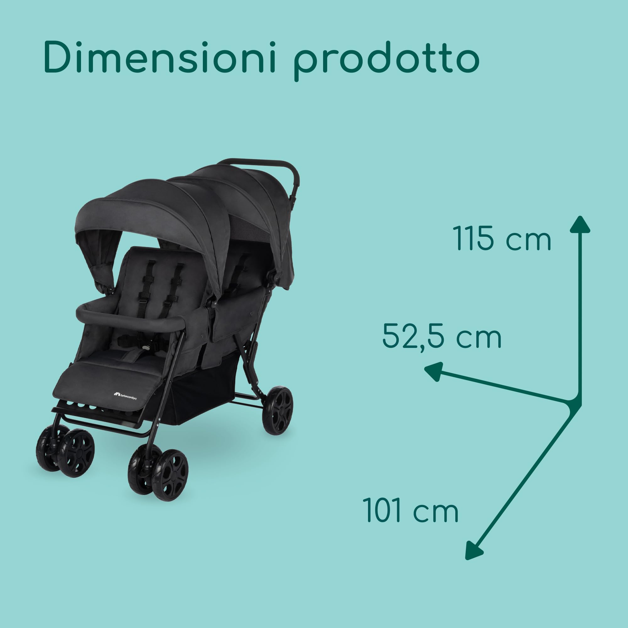 Bebé Confort Teamy passeggino gemellare Mineral Graphite doppio