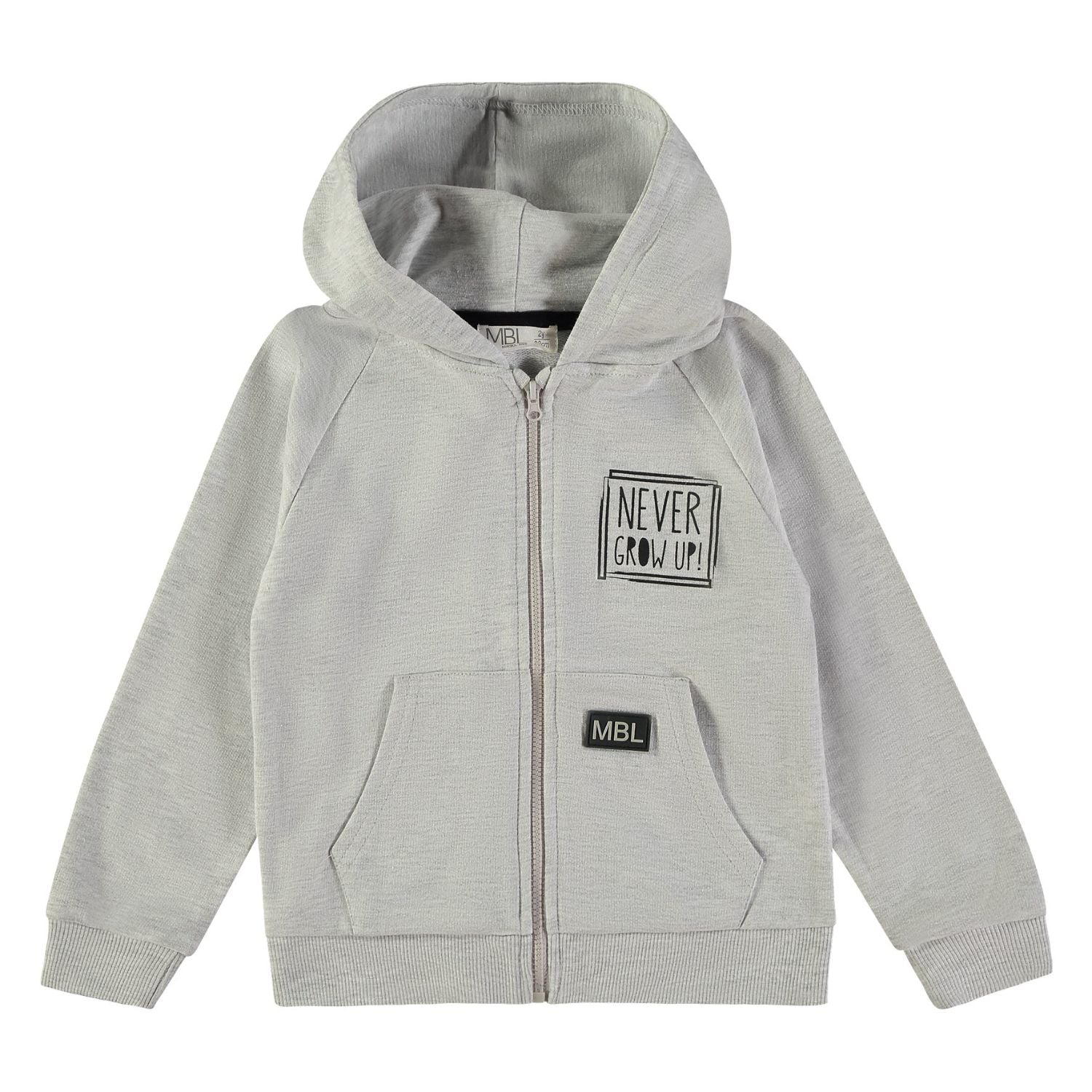 Wonderlife 162460 Felpa Zip Grigia Cotone Never Grow Up